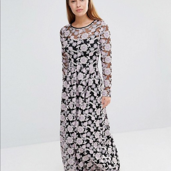 ASOS True Decadence Embroidered Lace Maxi Dress 8P - Picture 1 of 8